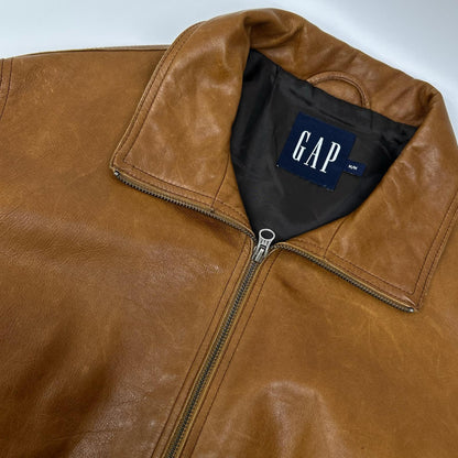 GAP 00s Old Cow Leather Zip Jacket Brown