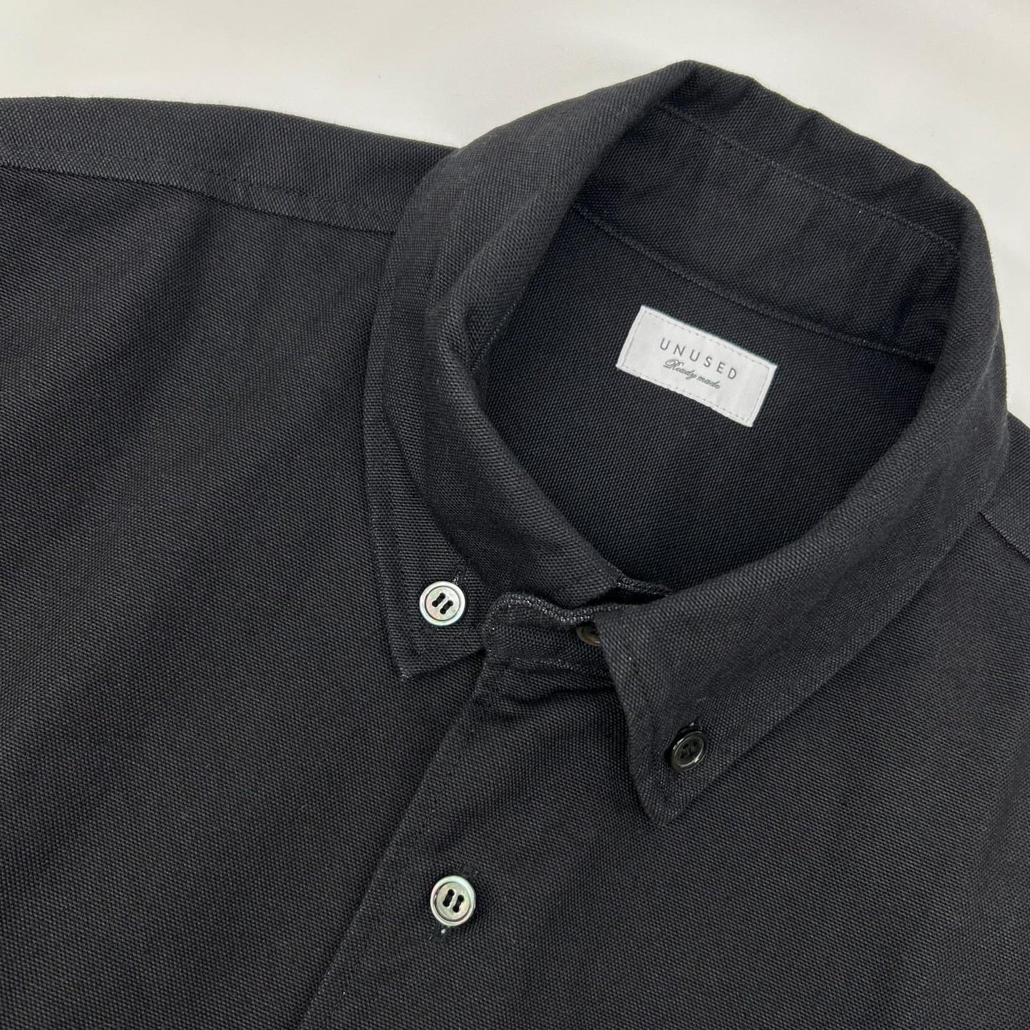 UNUSED US2541 Cotton Duck Button Down Shirt Black Size 3