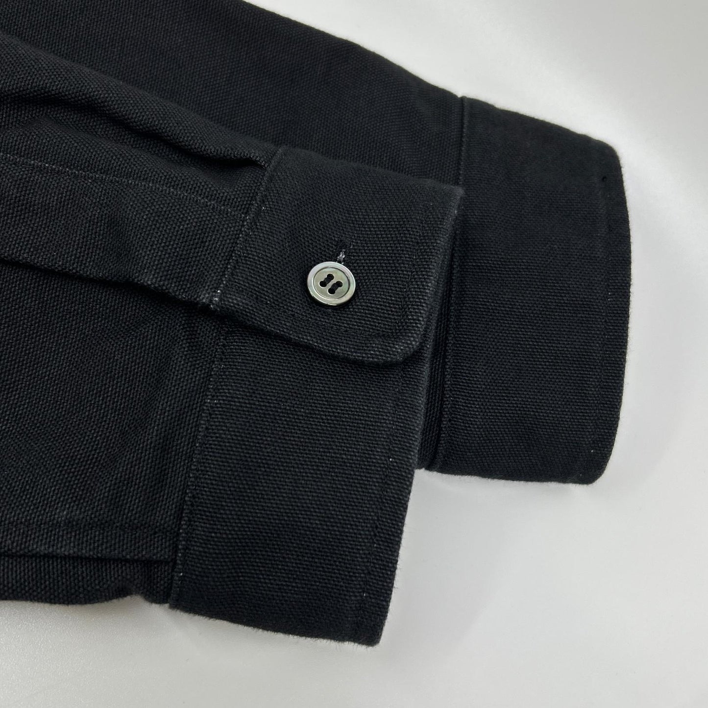 UNUSED US2541 Cotton Duck Button Down Shirt Black Size 3