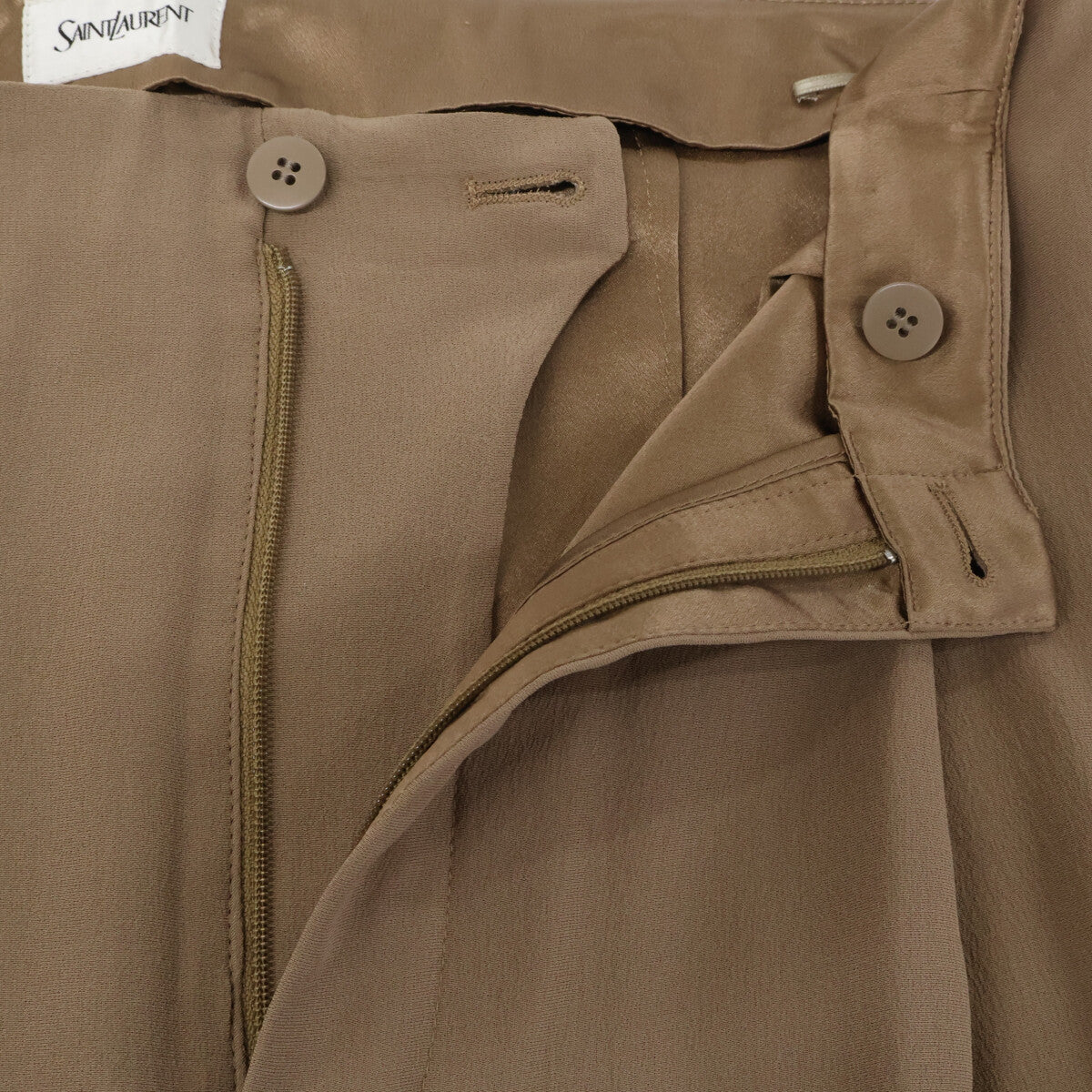 SAINT LAURENT PARIS Silk Pants Beige Size 46