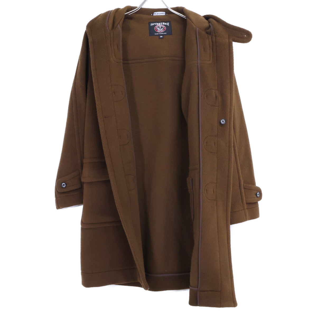 INVERTERE Wool Duffel Coat Brown Size 38