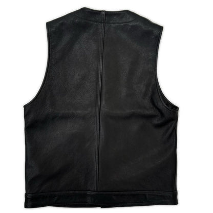 schott Black Goat Leather Vest Size S