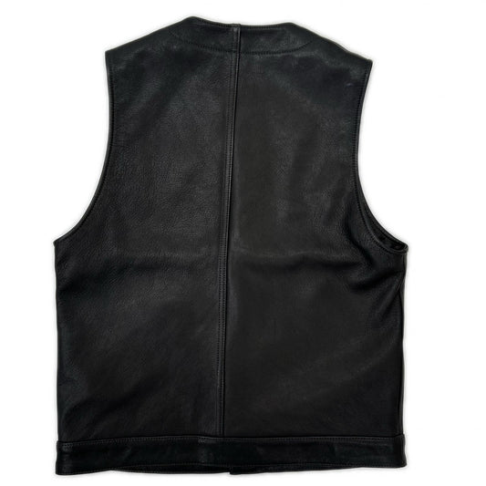 schott Black Goat Leather Vest Size S