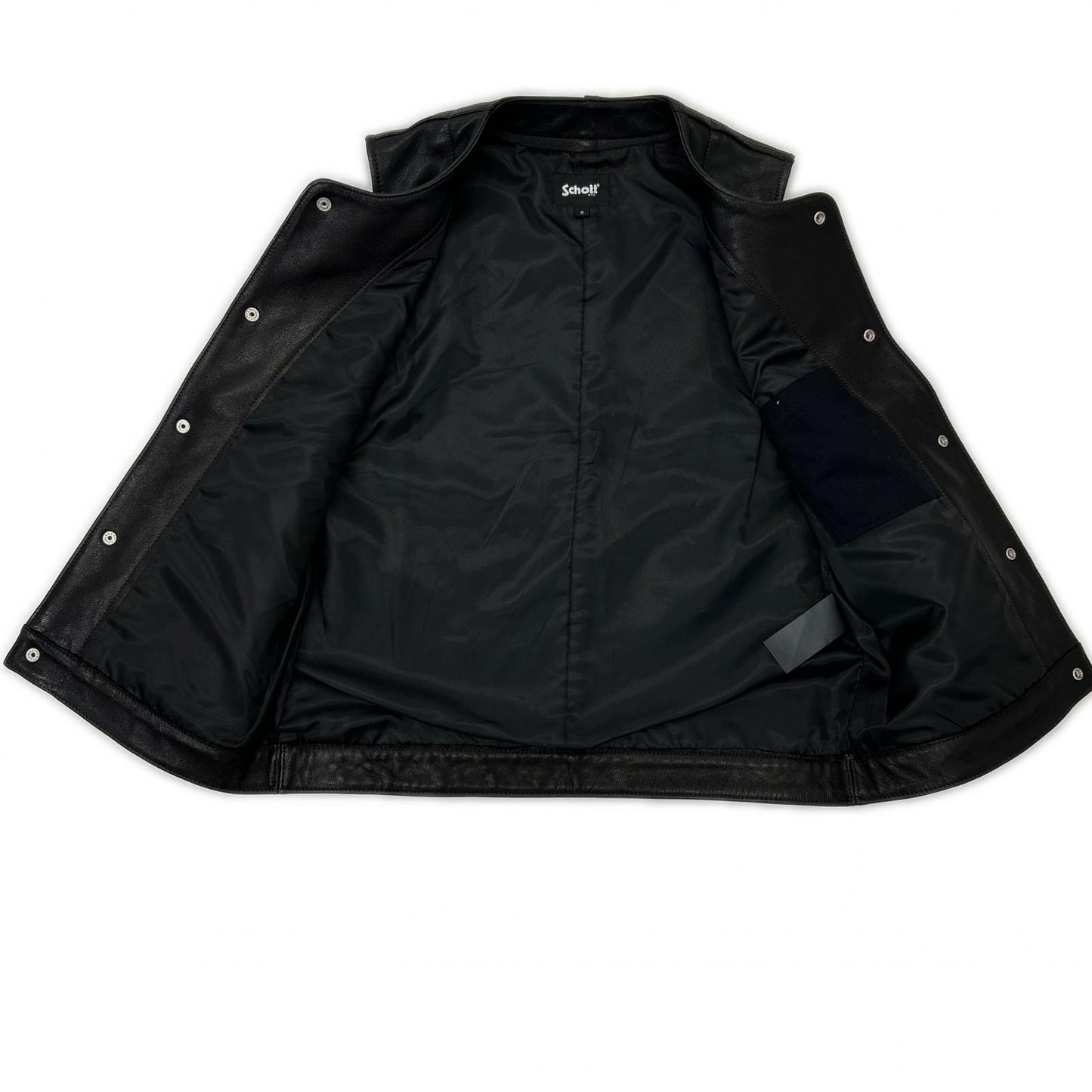 schott Black Goat Leather Vest Size S