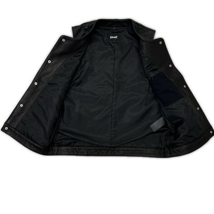 schott Black Goat Leather Vest Size S