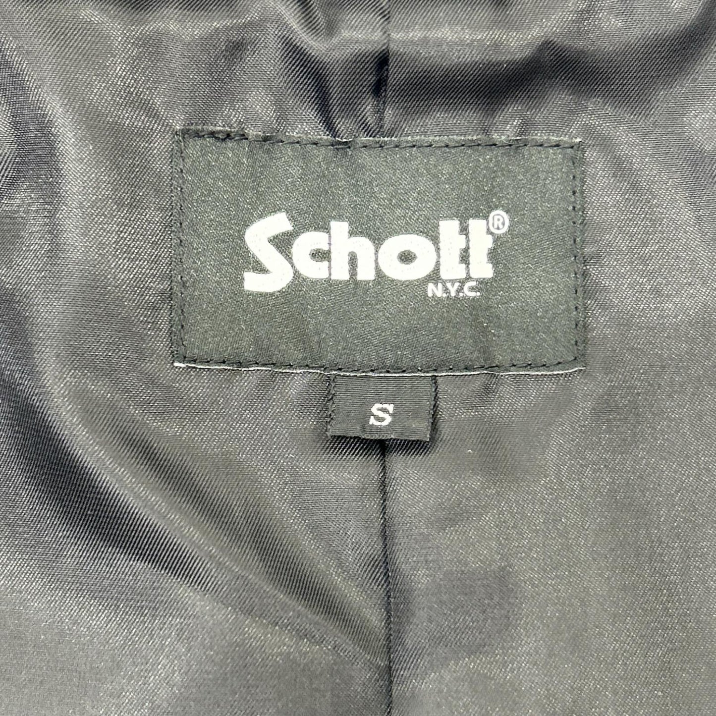 schott Black Goat Leather Vest Size S