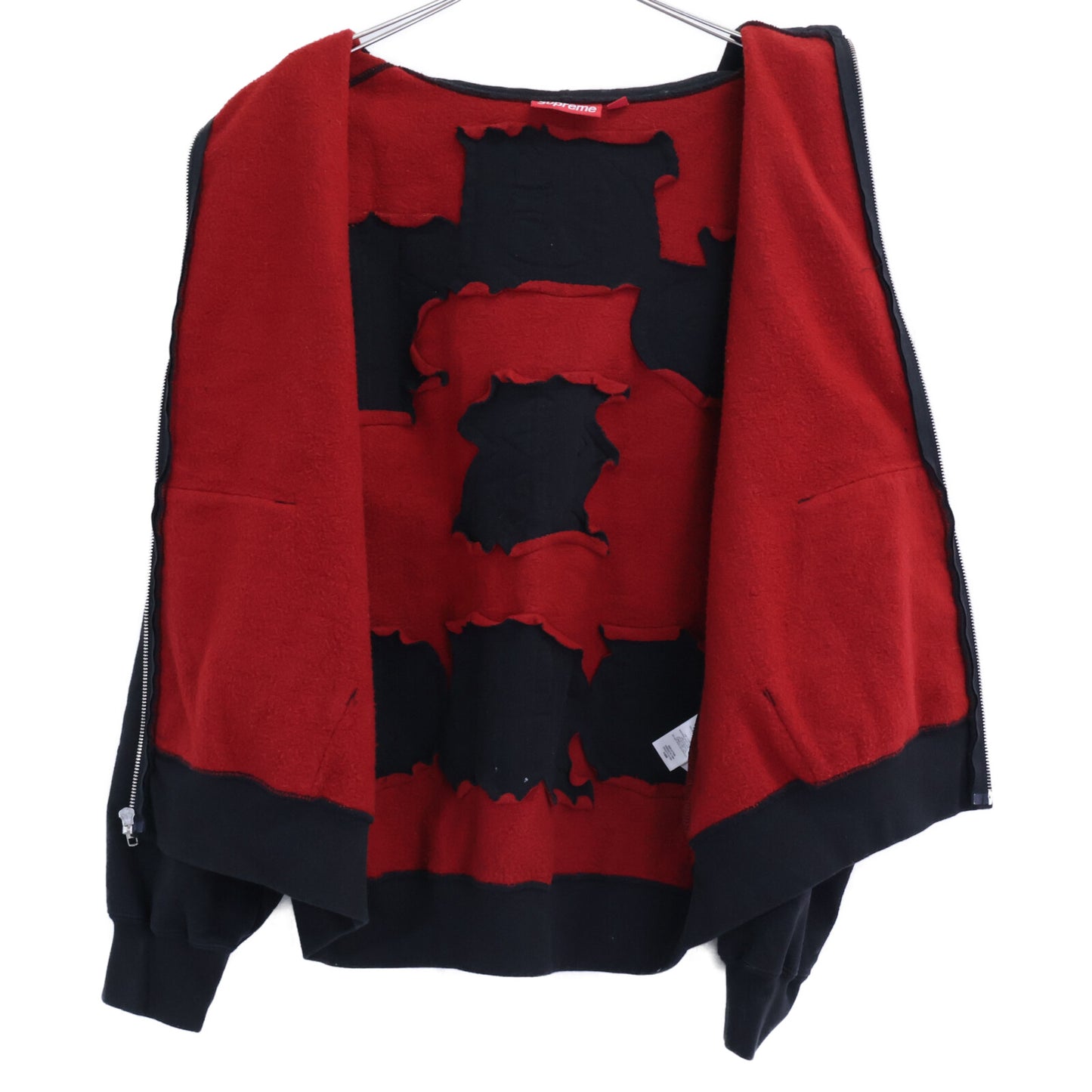 Supreme 26SS Cut Out Zip Up Hoodie Black/Red Size MEDIUM