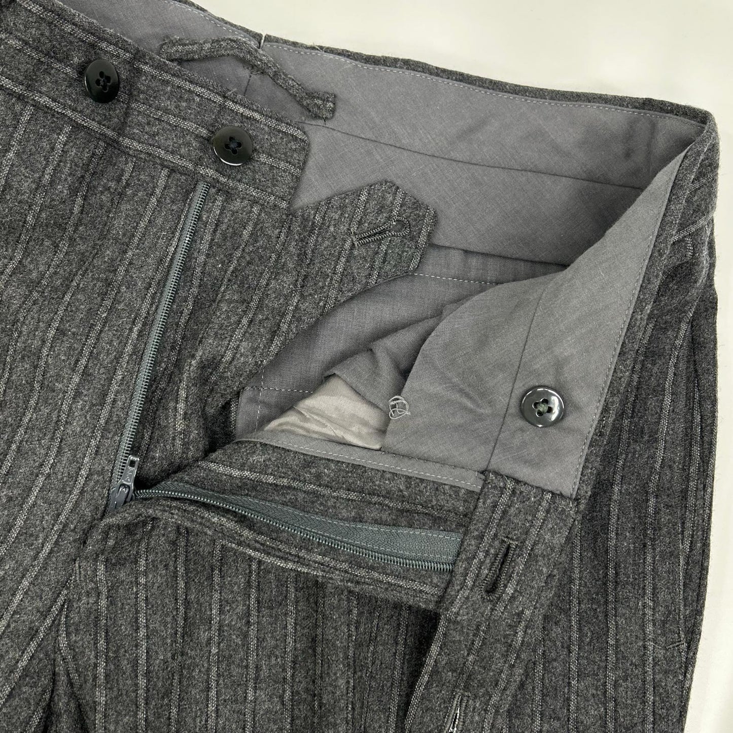 BEAMS F Wool Flannel Single Suit Gray Stripe Size 44/44
