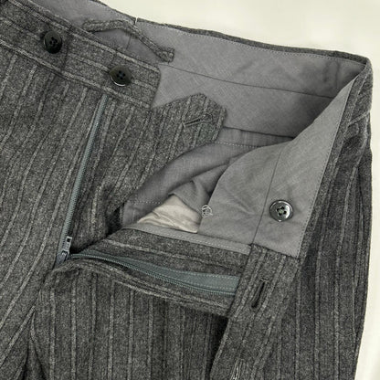 BEAMS F Wool Flannel Single Suit Gray Stripe Size 44/44