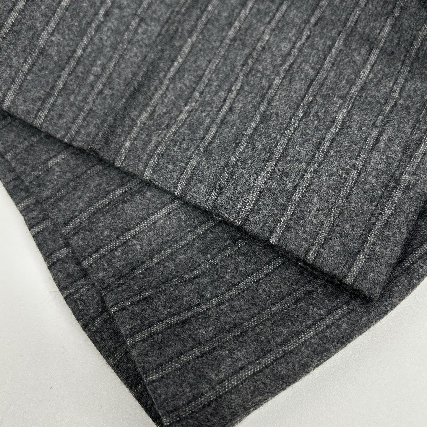 BEAMS F Wool Flannel Single Suit Gray Stripe Size 44/44