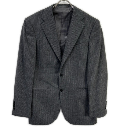 BEAMS F Wool Flannel Single Suit Gray Stripe Size 44/44