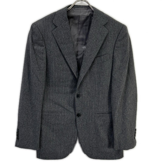 BEAMS F Wool Flannel Single Suit Gray Stripe Size 44/44
