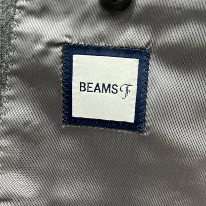 BEAMS F Wool Flannel Single Suit Gray Stripe Size 44/44