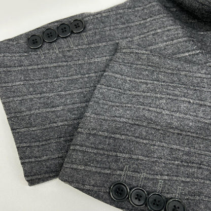BEAMS F Wool Flannel Single Suit Gray Stripe Size 44/44