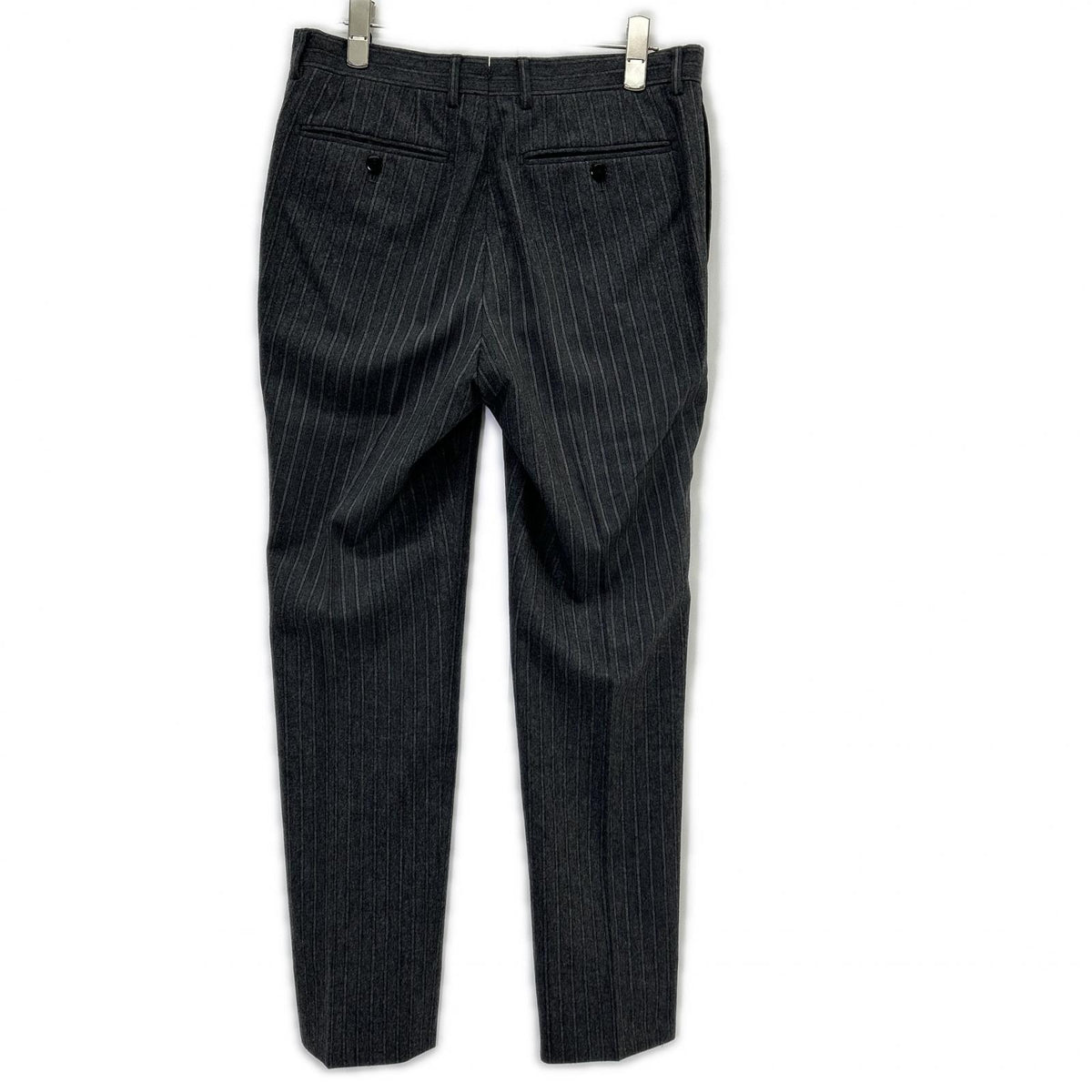 BEAMS F Wool Flannel Single Suit Gray Stripe Size 44/44