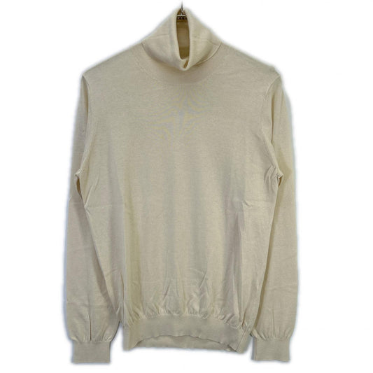 LANEUS Ivory Silk Cashmere Turtleneck Sweater Size 46