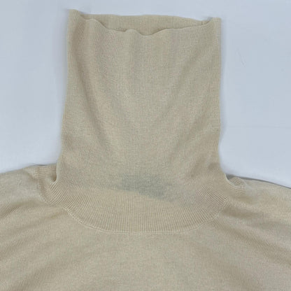 LANEUS Ivory Silk Cashmere Turtleneck Sweater Size 46