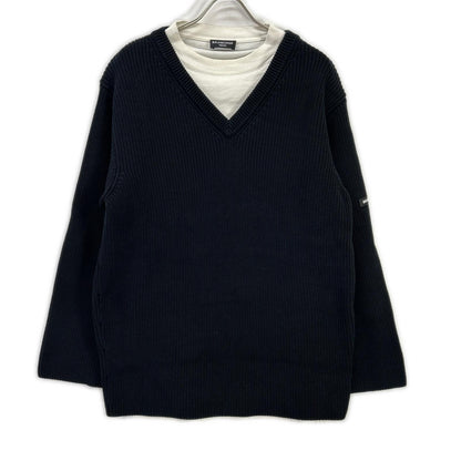 BALENCIAGA Black White Layered Knit T-Shirt Size 1