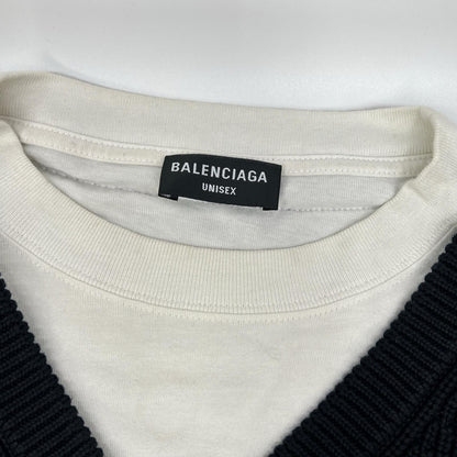 BALENCIAGA Black White Layered Knit T-Shirt Size 1