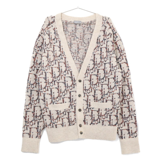 DIOR Oblique Knit Cardigan Wool Beige Size L