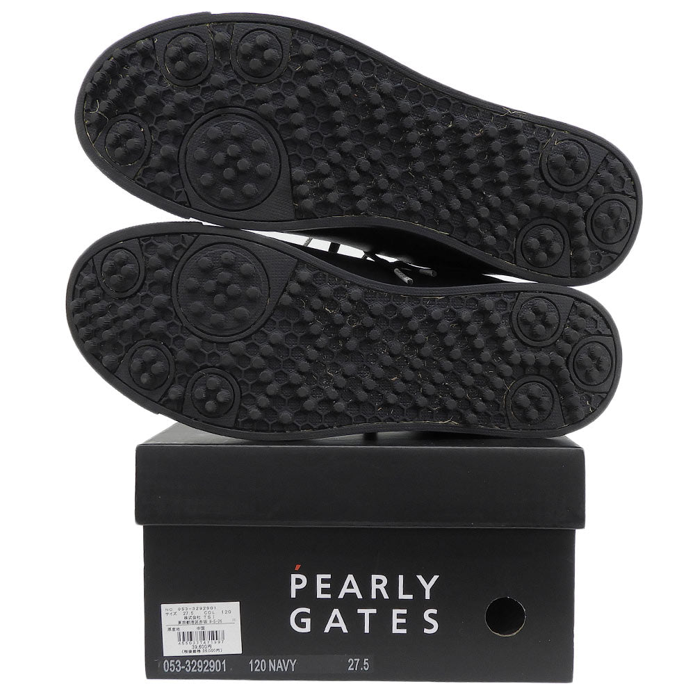 PEARLY GATES Golf Sneakers Navy Synthetic Leather Size 27.5