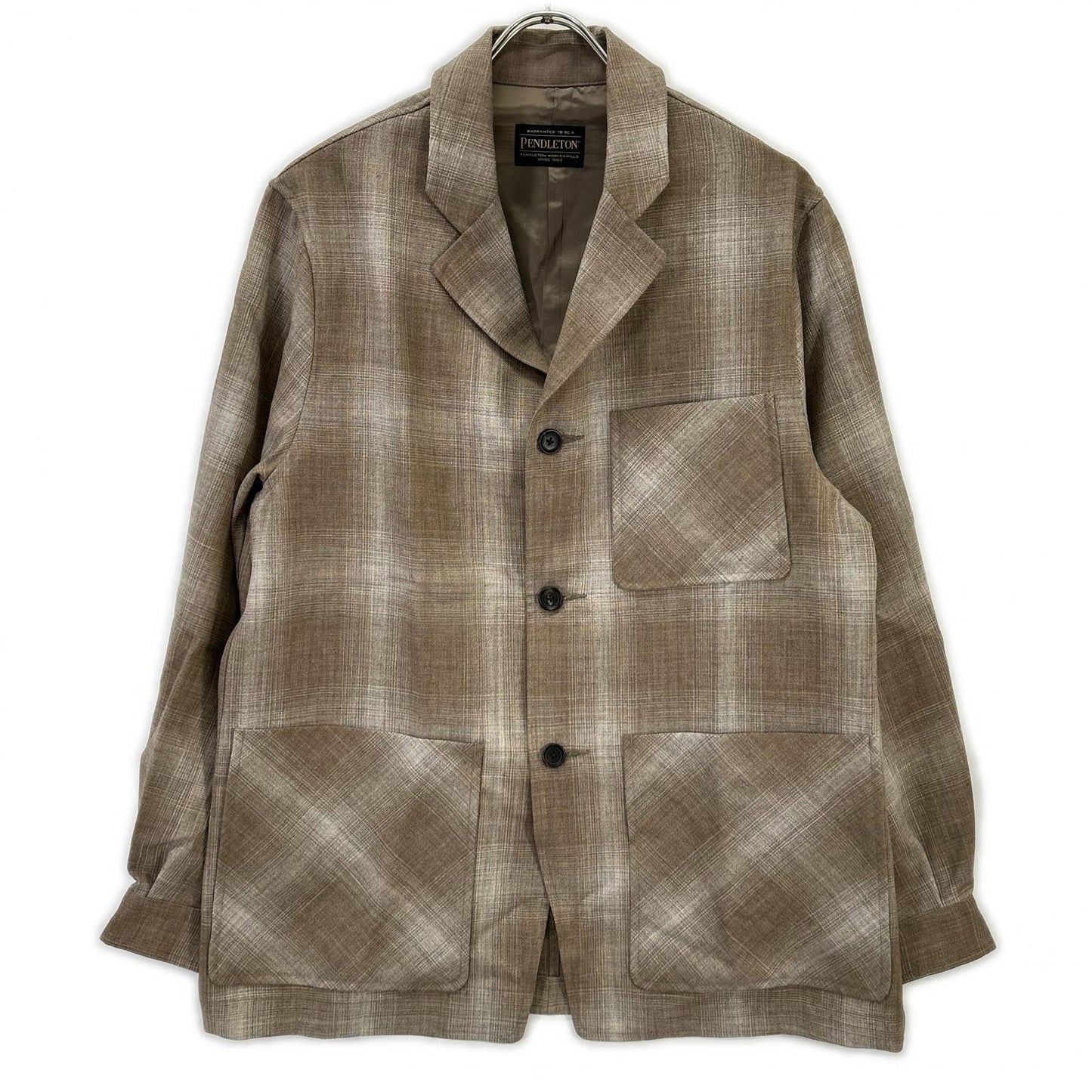 PENDLETON Tomorrowland Ombre Check Wool Jacket Brown Size M