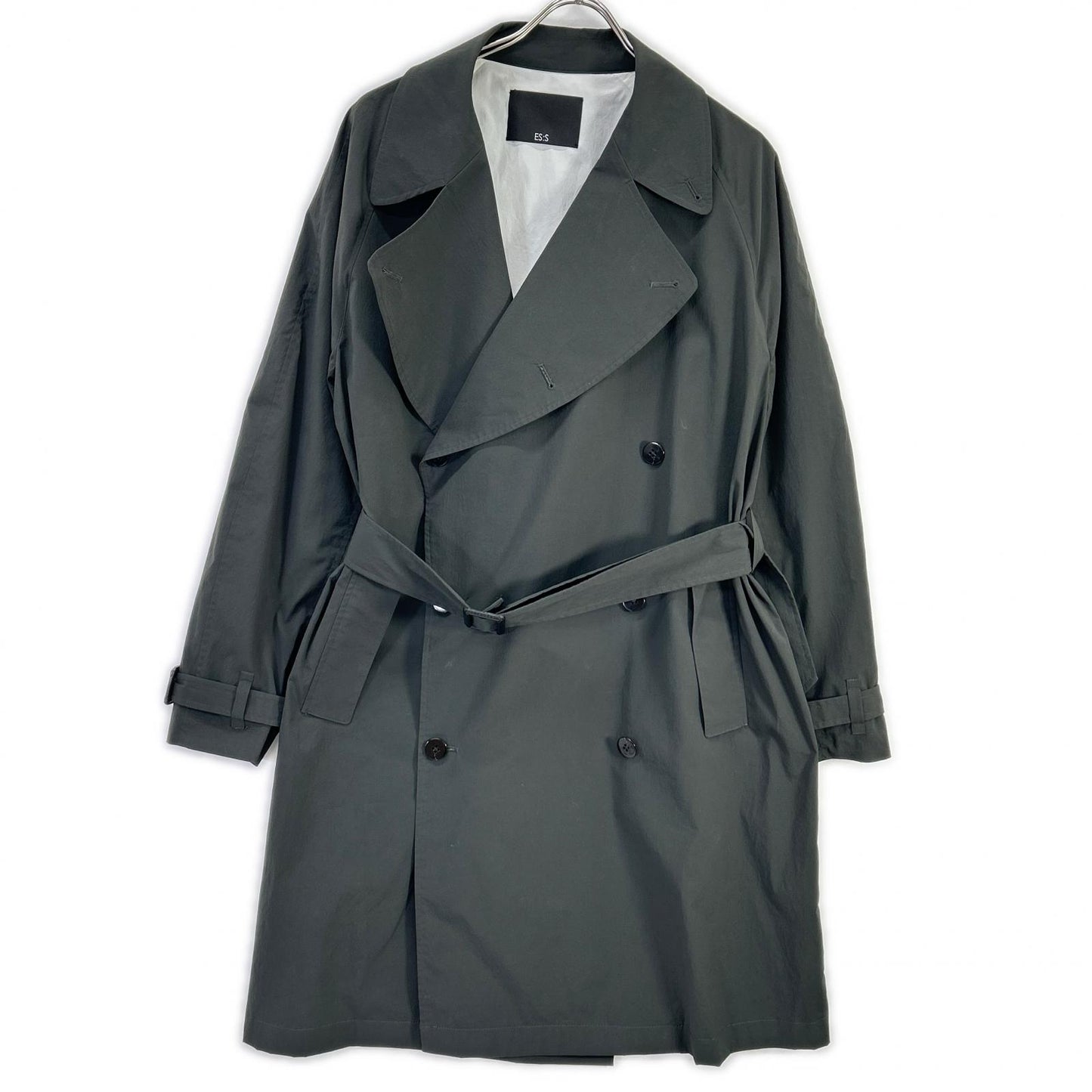 ES:S 23WCO-PTYP-101 Charcoal Green Trench Coat Size 0
