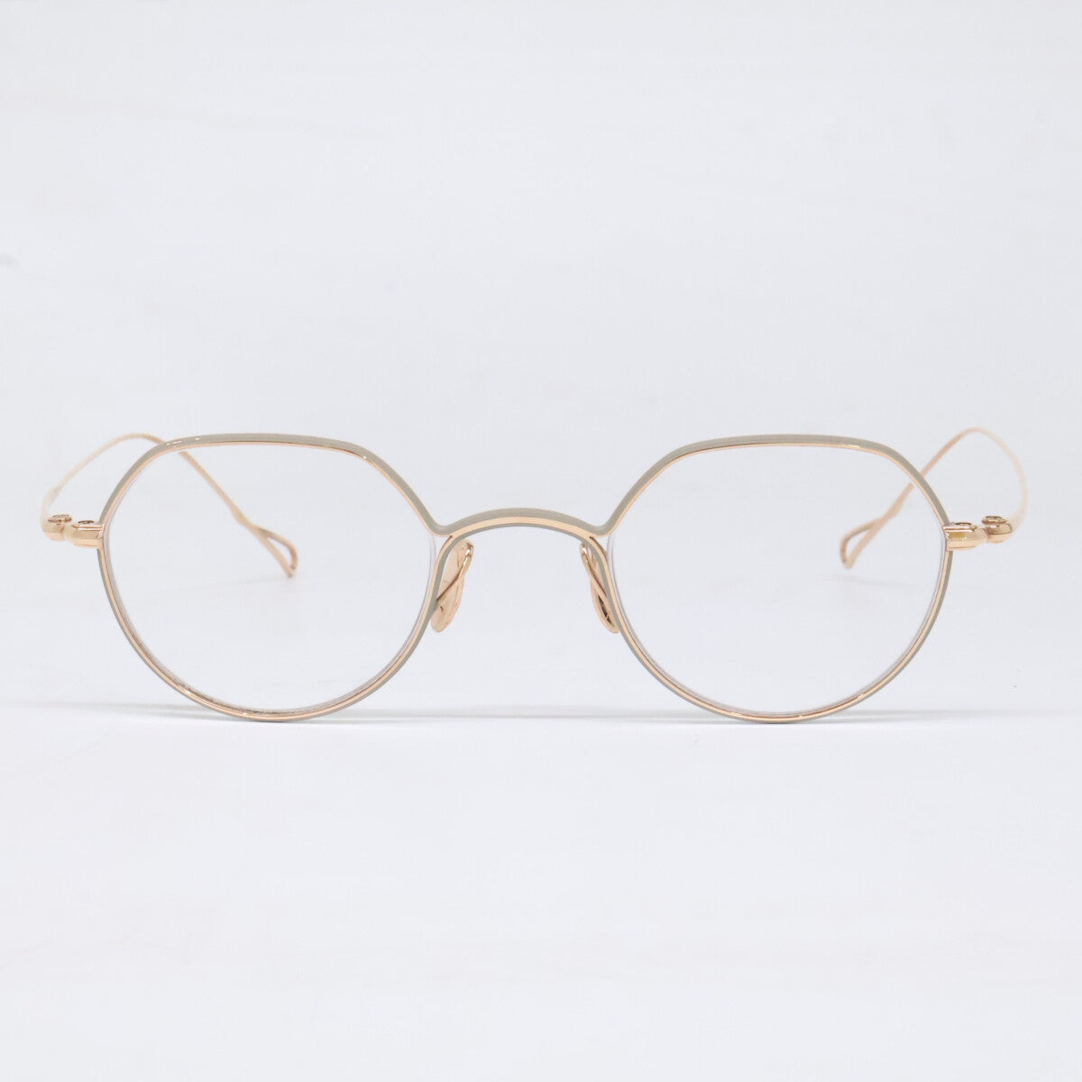 YUICHI TOYAMA Crown Panto Eyewear Rose Gold/Taupe Size 44x22