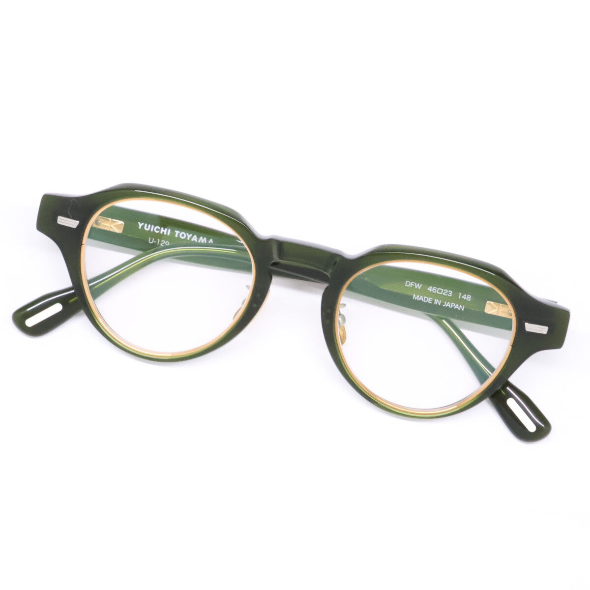 YUICHI TOYAMA U-129 Crown Panto Dark Green Glasses Size 46x23