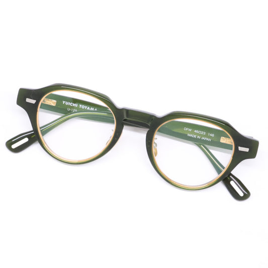YUICHI TOYAMA U-129 Crown Panto Dark Green Glasses Size 46x23