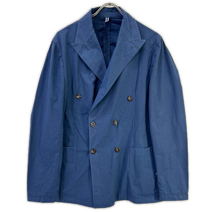 Bagutta Blue Stretch Cotton Double-breasted Jacket Size 48