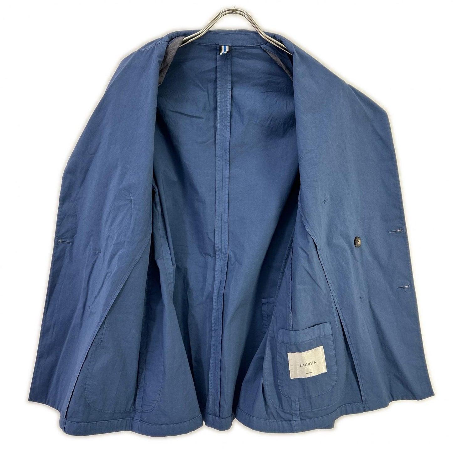 Bagutta Blue Stretch Cotton Double-breasted Jacket Size 48