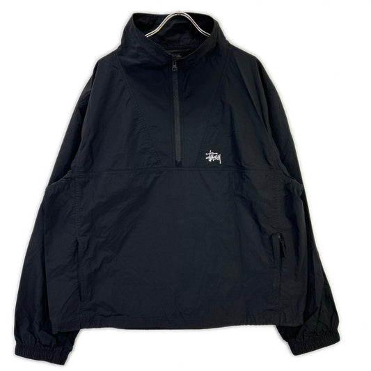 stussy Black Nylon Warm Up Pullover Jacket Size XL