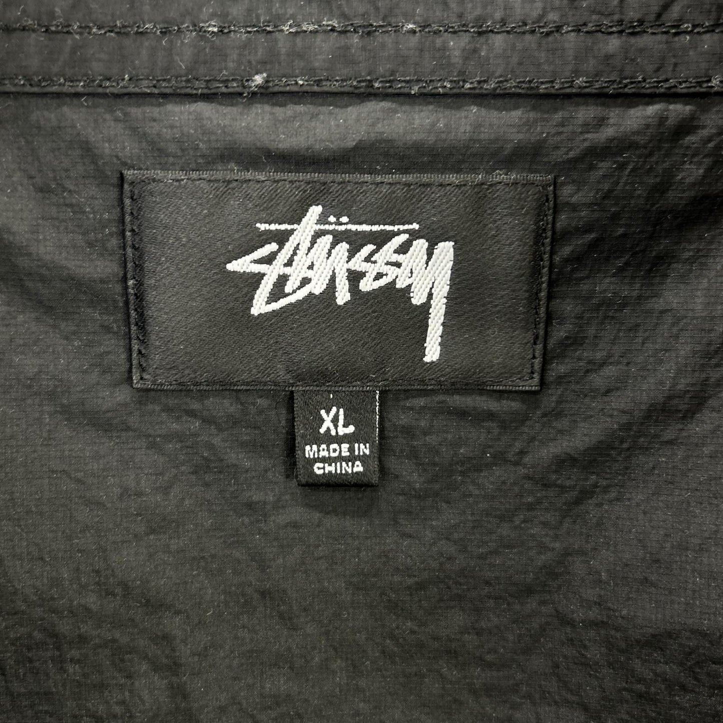 stussy Black Nylon Warm Up Pullover Jacket Size XL