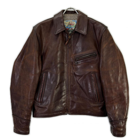 AERO LEATHER Brown Horsehide Leather Jacket Size 36