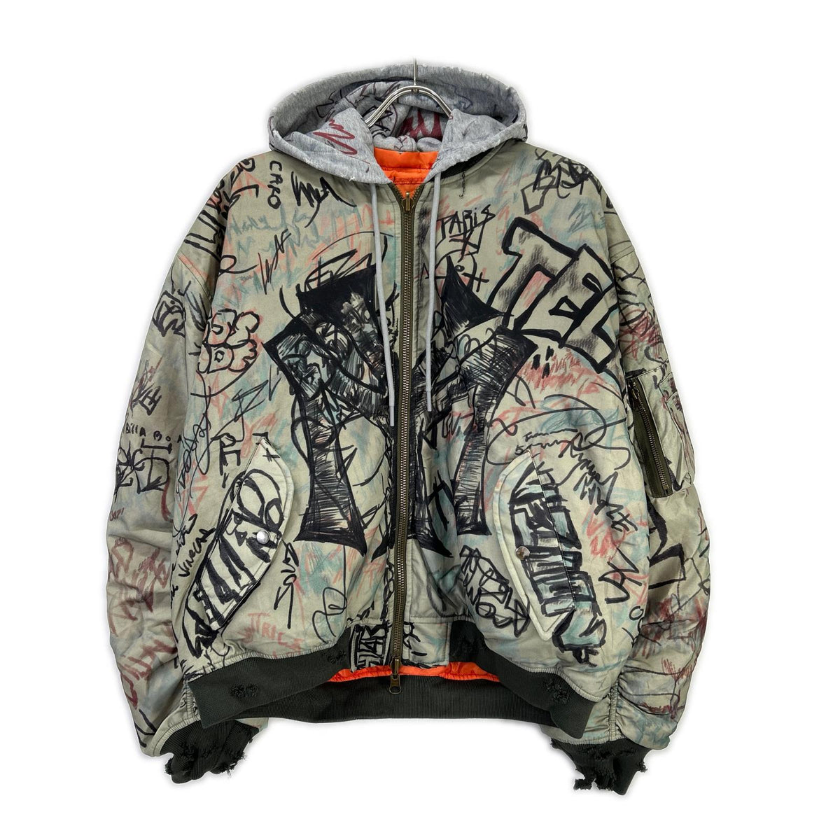 MOWALOLA 25AW Khaki Graffiti Bomber MA-1 Jacket Size L