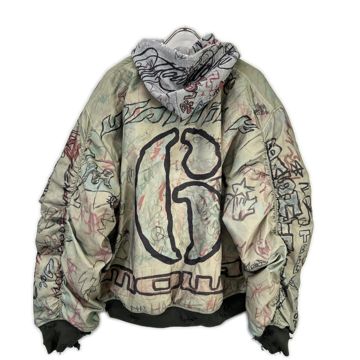MOWALOLA 25AW Khaki Graffiti Bomber MA-1 Jacket Size L
