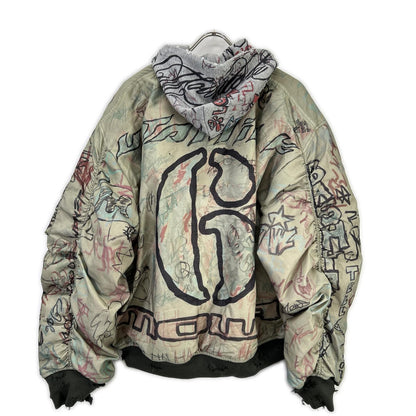 MOWALOLA 25AW Khaki Graffiti Bomber MA-1 Jacket Size L