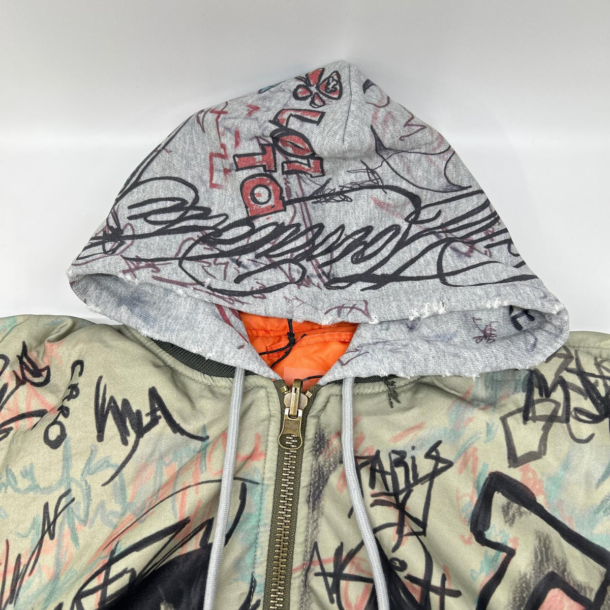 MOWALOLA 25AW Khaki Graffiti Bomber MA-1 Jacket Size L