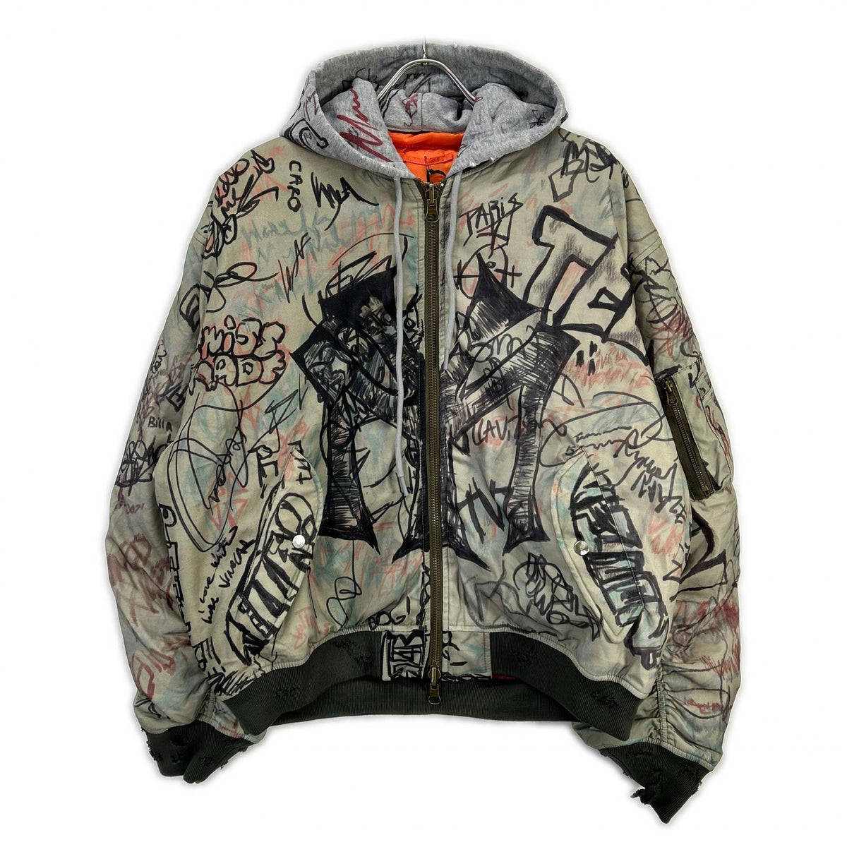 MOWALOLA 25AW Khaki Graffiti Bomber MA-1 Jacket Size L