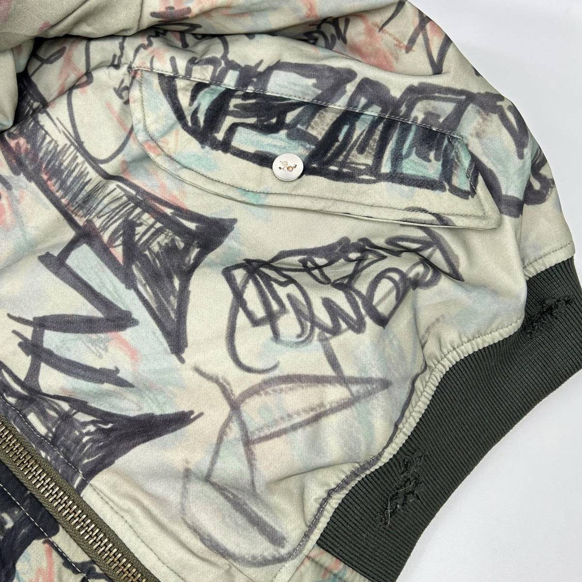 MOWALOLA 25AW Khaki Graffiti Bomber MA-1 Jacket Size L