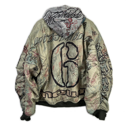 MOWALOLA 25AW Khaki Graffiti Bomber MA-1 Jacket Size L