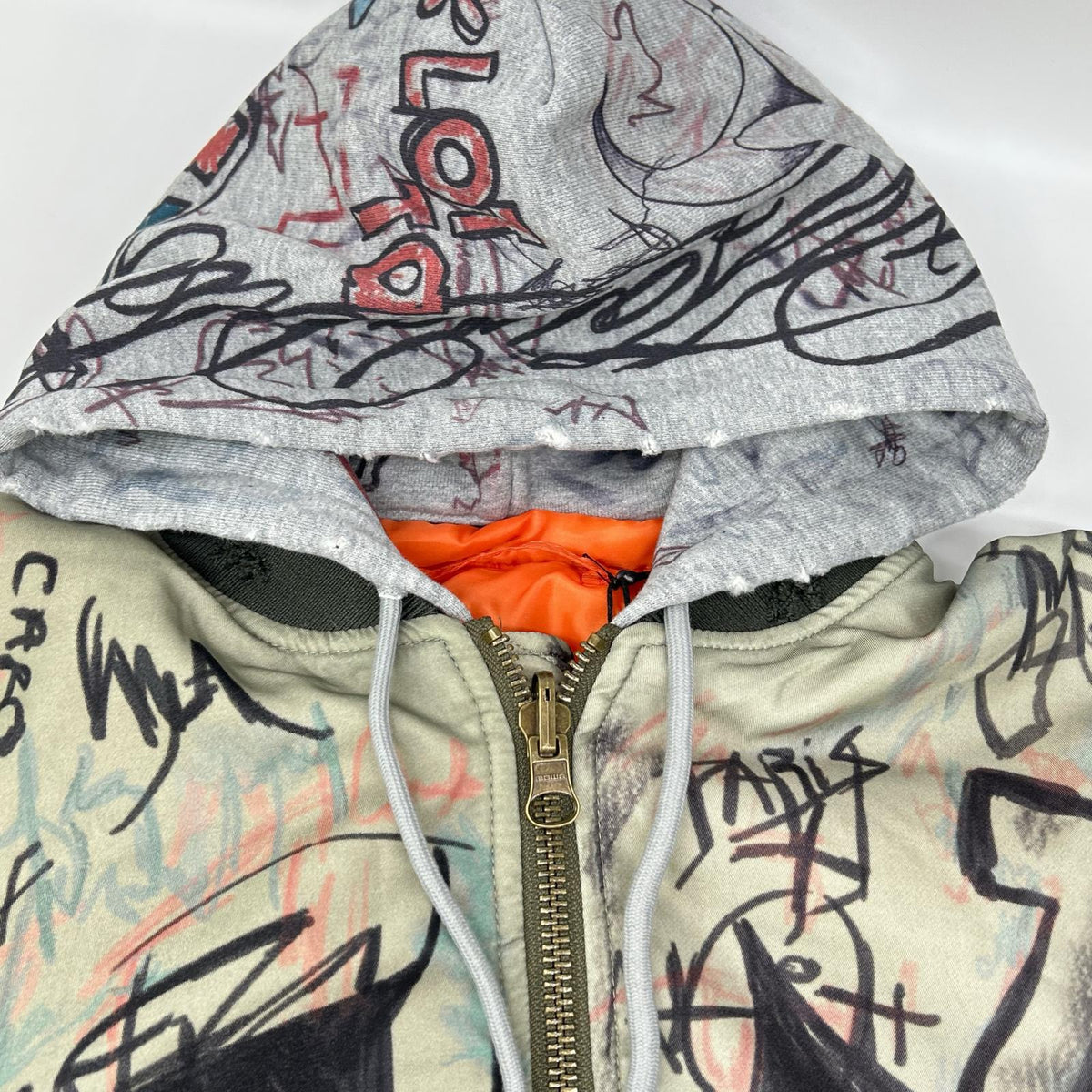 MOWALOLA 25AW Khaki Graffiti Bomber MA-1 Jacket Size L