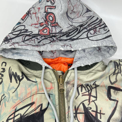 MOWALOLA 25AW Khaki Graffiti Bomber MA-1 Jacket Size L