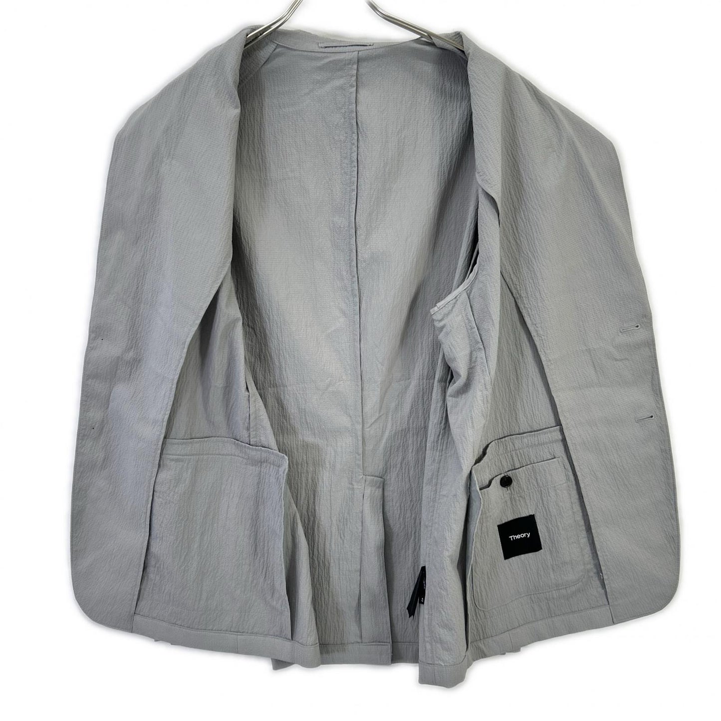 Theory 25SS Gray Seersucker 2B Blazer Size 42