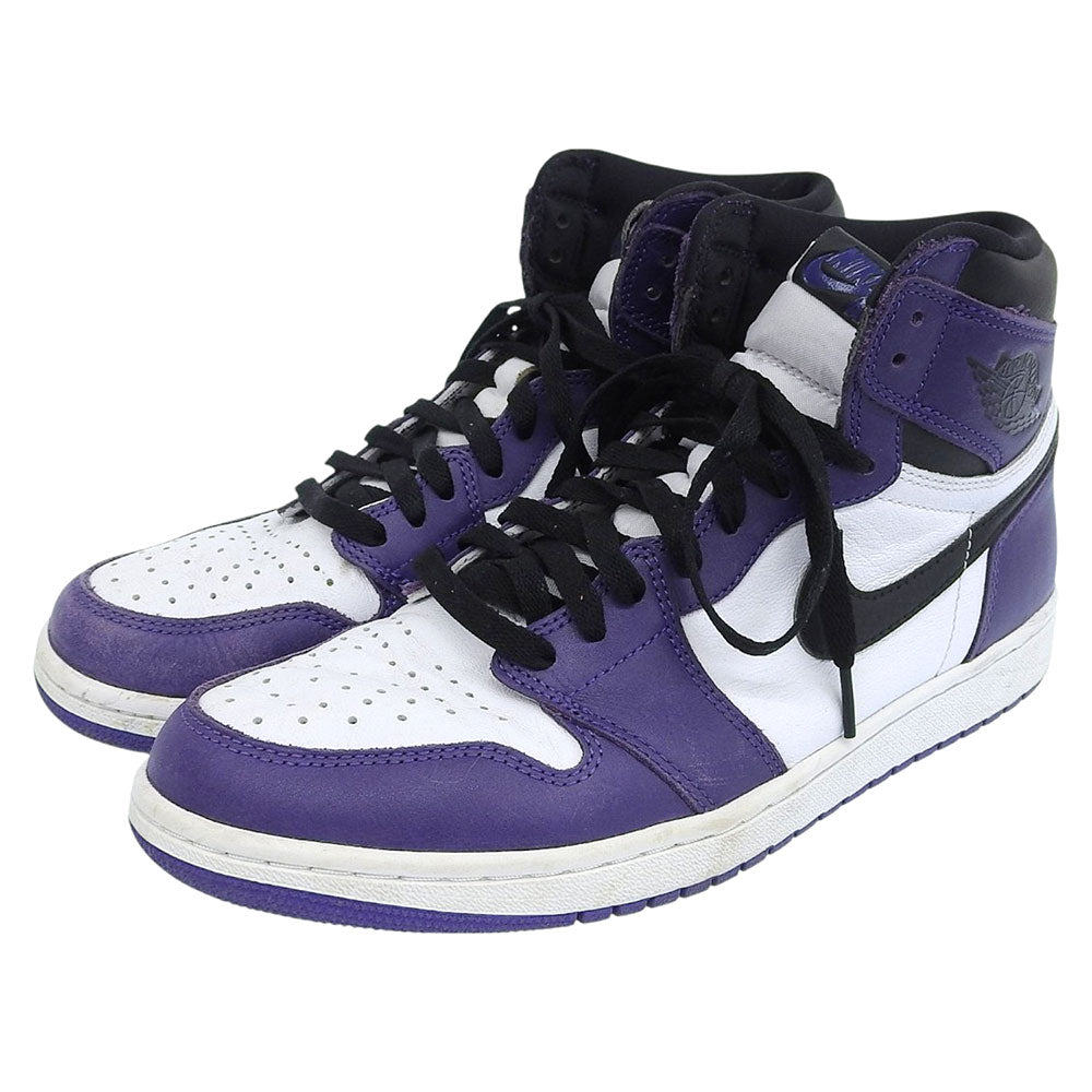 NIKE Purple/White Leather Air Jordan 1 High OG Sneakers Size 10(US)