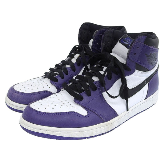 NIKE Purple/White Leather Air Jordan 1 High OG Sneakers Size 10(US)