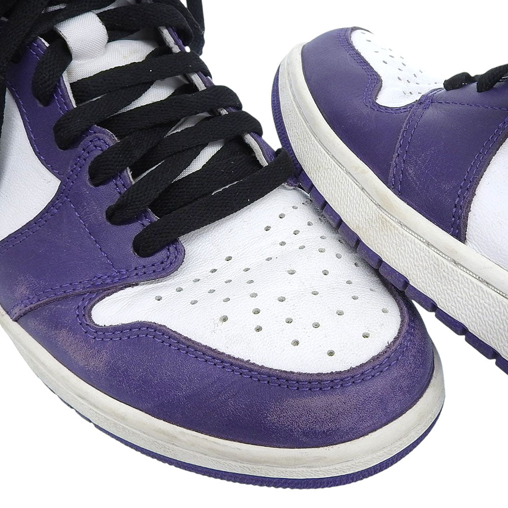 NIKE Purple/White Leather Air Jordan 1 High OG Sneakers Size 10(US)