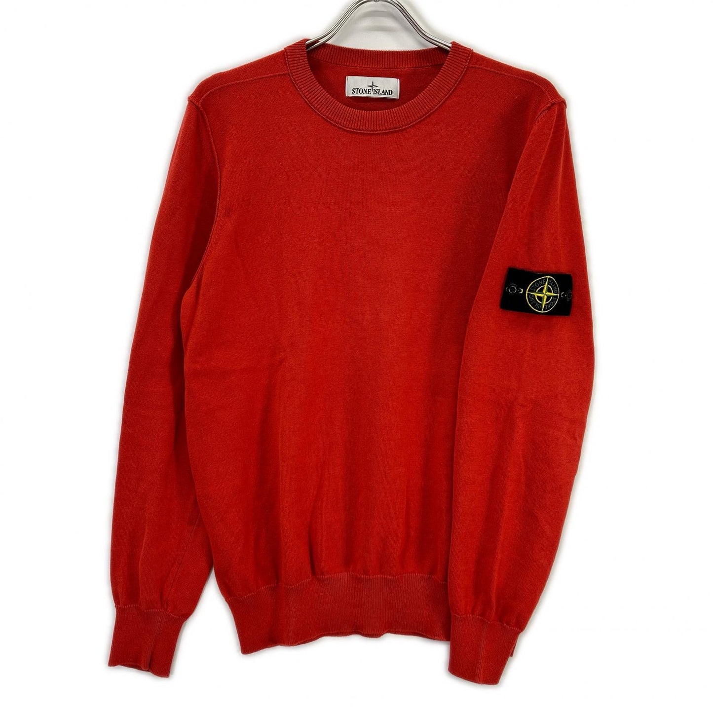 STONE ISLAND Orange Organic Cotton Knit Sweater Size M