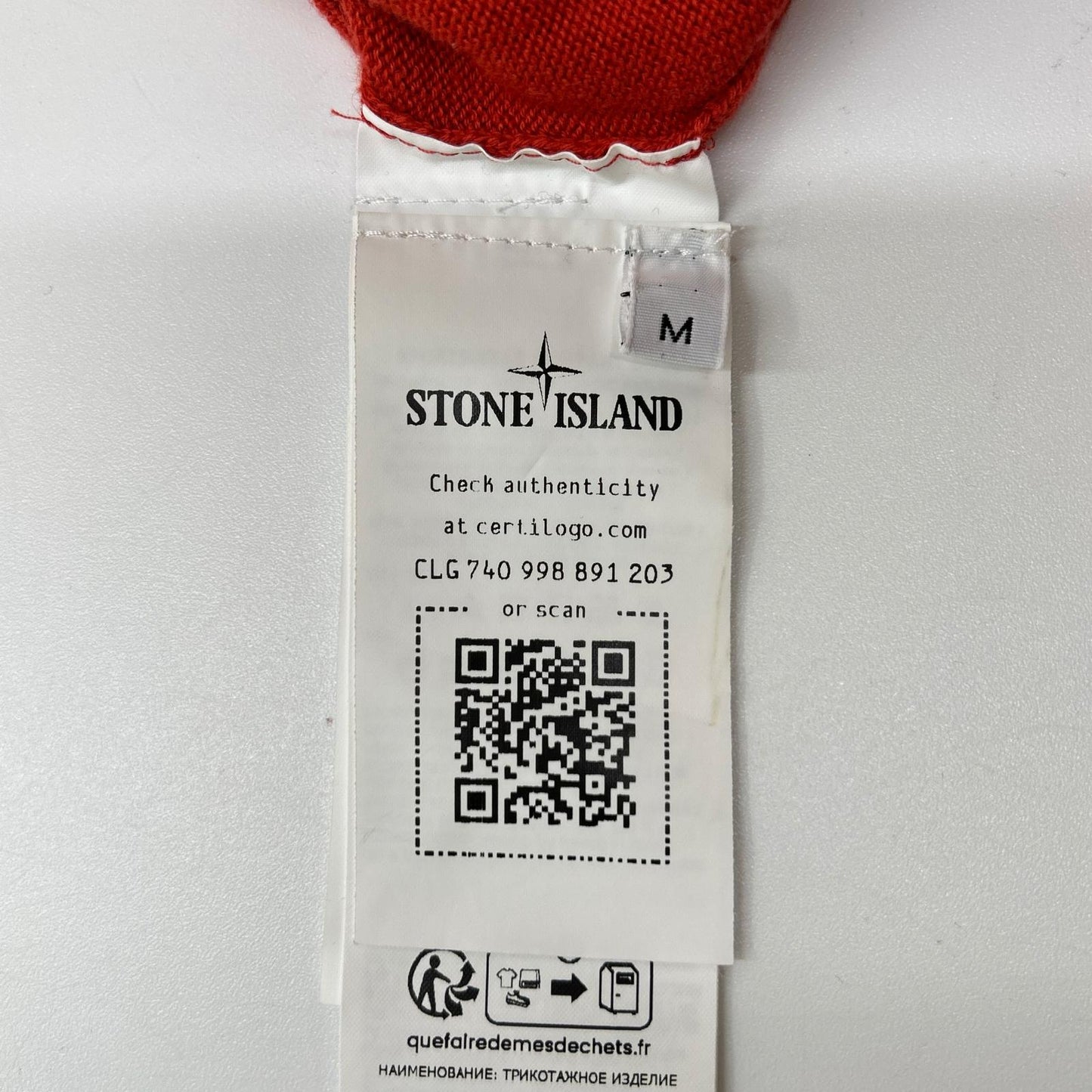 STONE ISLAND Orange Organic Cotton Knit Sweater Size M